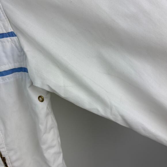 Vintage Men's Bomber Jacket Cotton White Blue Tennis 90s M - Picture 4 of 7